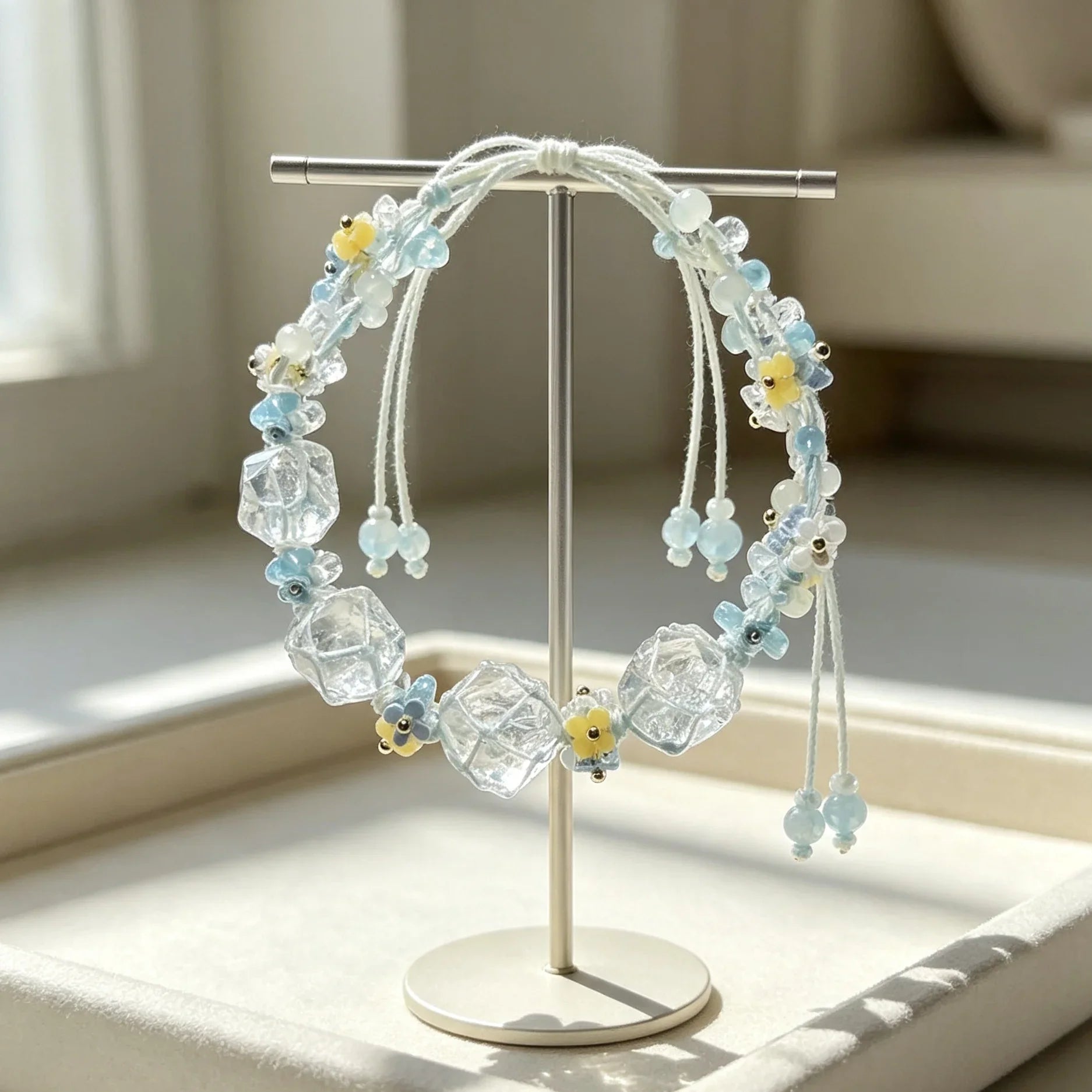 Pure Light Crystal Macrame Bracelet product image showing visible colour and macrame or bead details