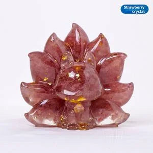 Crystal fox figurine in a shelf and desk styling view