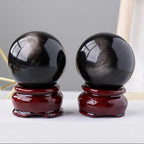 Gold & Silver Obsidian Crystal Spheres — crystal home decor, additional product view