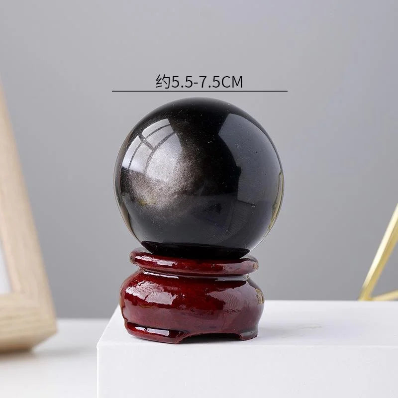 Gold & Silver Obsidian Crystal Spheres — crystal home decor, additional product view