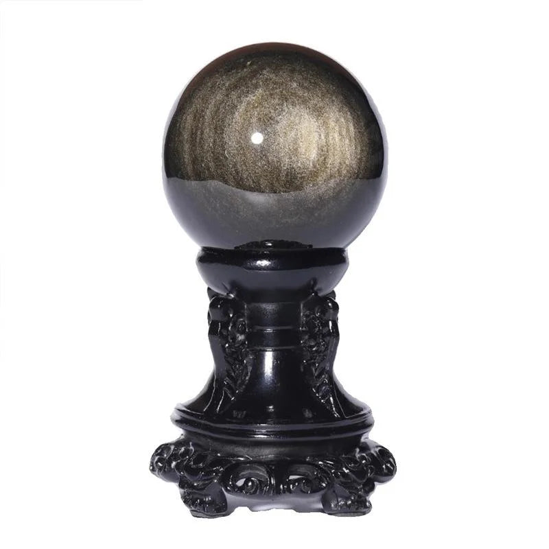 Gold & Silver Obsidian Crystal Spheres — crystal home decor, additional product view