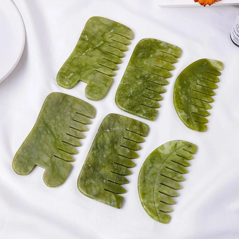 Serpentine Jade Hair Comb & Head Gua Sha Tool