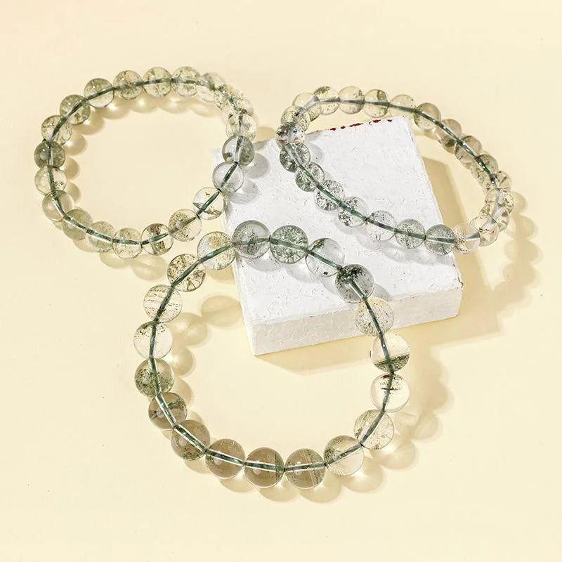 Green Phantom Quartz Bead Bracelet — crystal bracelet, lifestyle view
