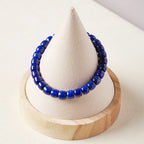 Natural Lapis Lazuli Barrel Bead Bracelet — crystal bead bracelet, lifestyle view