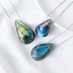Labradorite Teardrop Pendant Necklace — natural stone necklace, product view