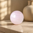 Natural Pink Calcite Sphere — natural crystal sphere, product view