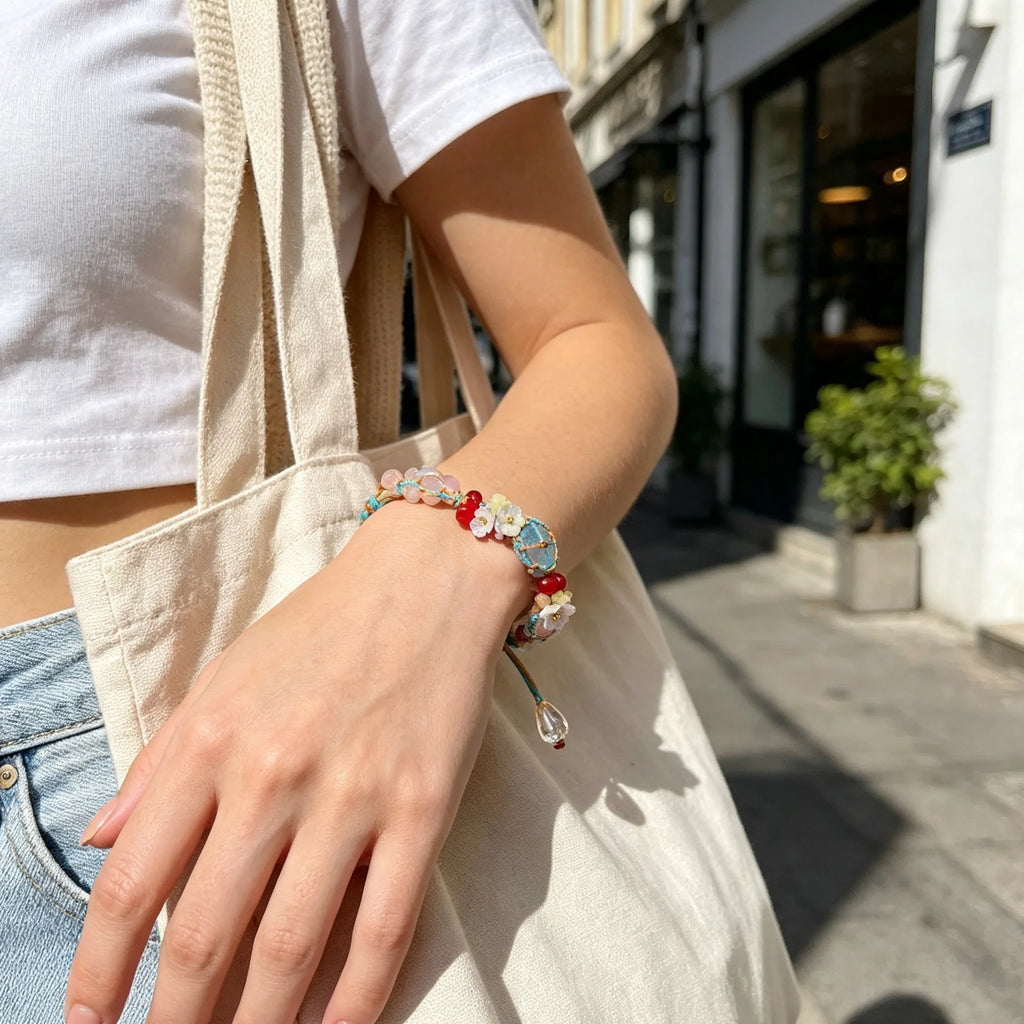 Earth Flame Crystal Macrame Bracelet — crystal decor, additional product view