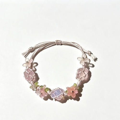 Celestial Insight Crystal Macrame Bracelet — crystal decor, detail view