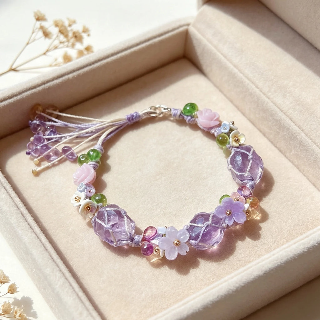 Celestial Insight Crystal Macrame Bracelet — crystal decor, lifestyle view