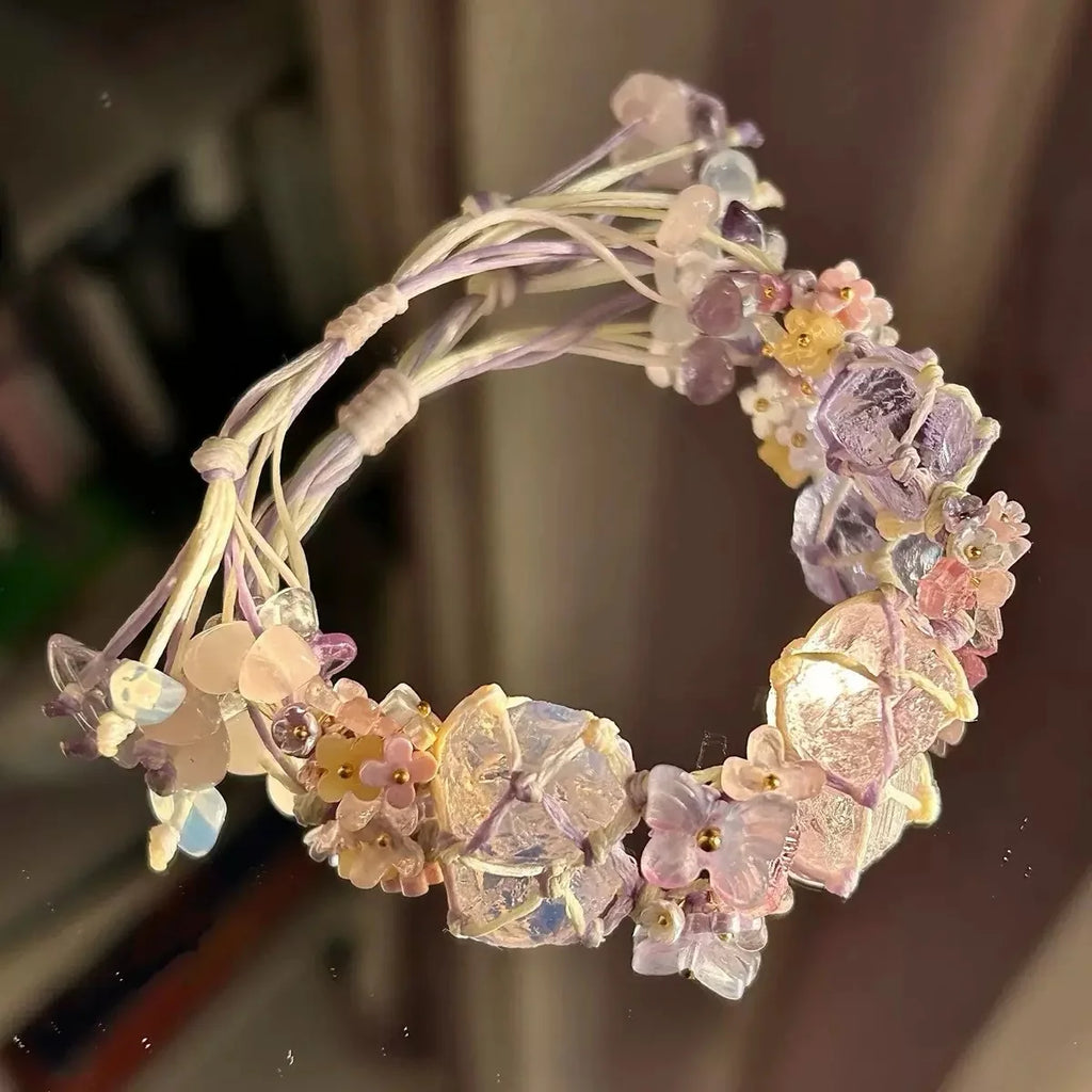 Rose Blossom Crystal Macrame Bracelet — crystal decor, additional product view