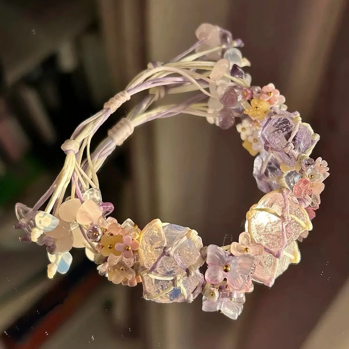 Rose Blossom Crystal Macrame Bracelet — crystal decor, additional product view