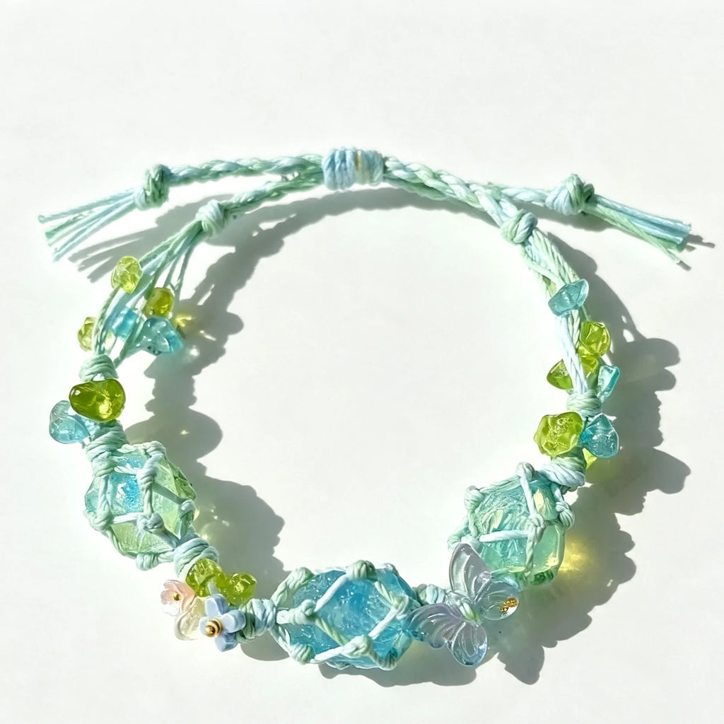 Ocean Whisper Crystal Macrame Bracelet — crystal decor, product view