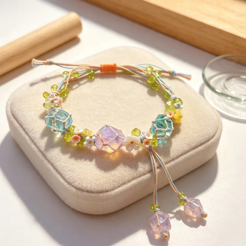 Ocean Whisper Crystal Macrame Bracelet — crystal decor, additional product view