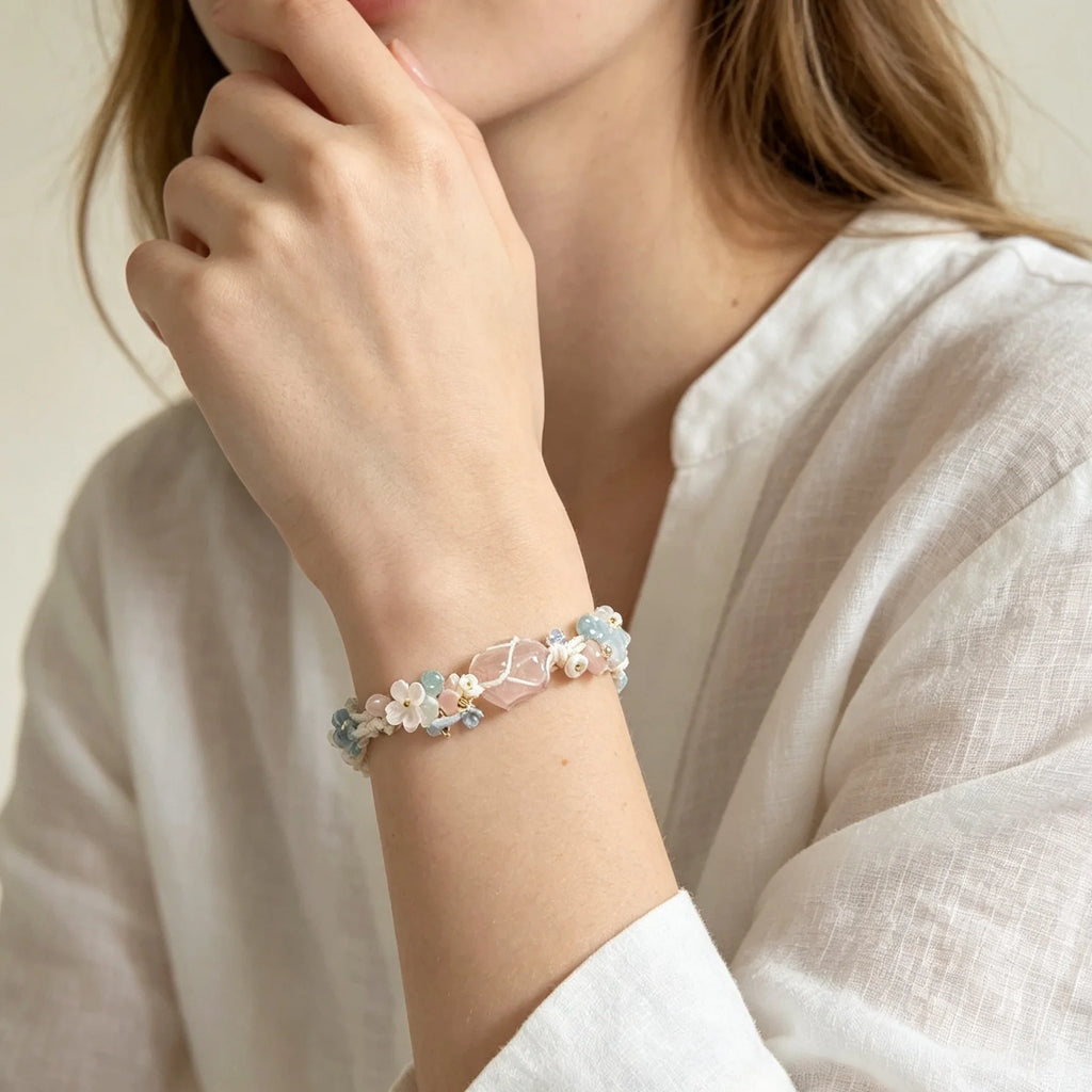 Ocean Whisper Crystal Macrame Bracelet — crystal decor, additional product view