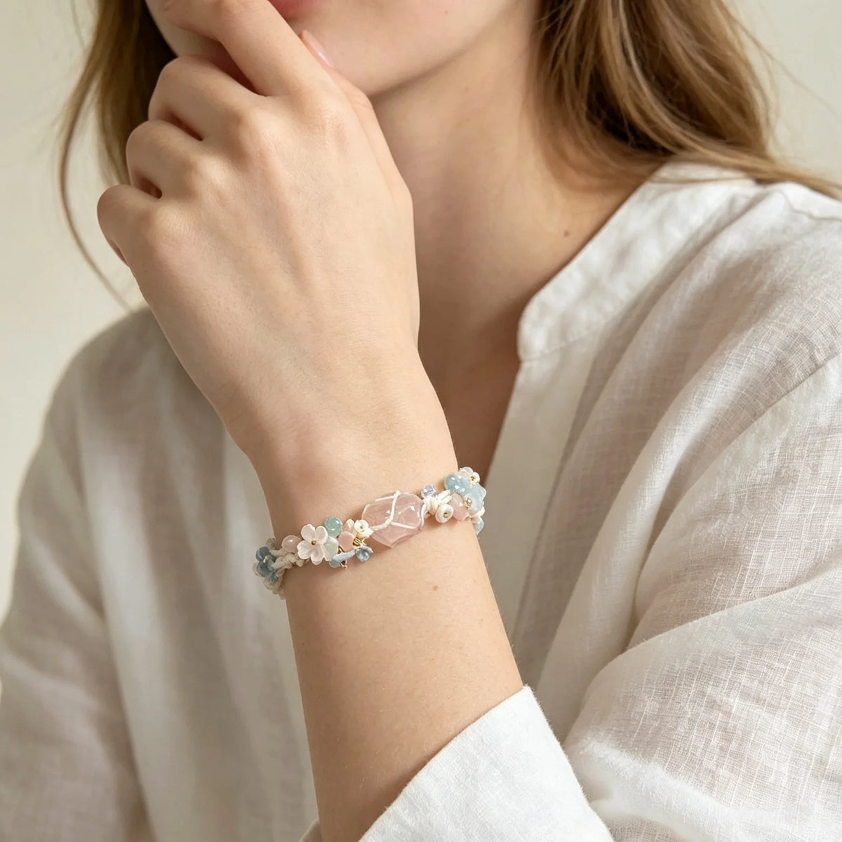 Ocean Whisper Crystal Macrame Bracelet — crystal decor, additional product view