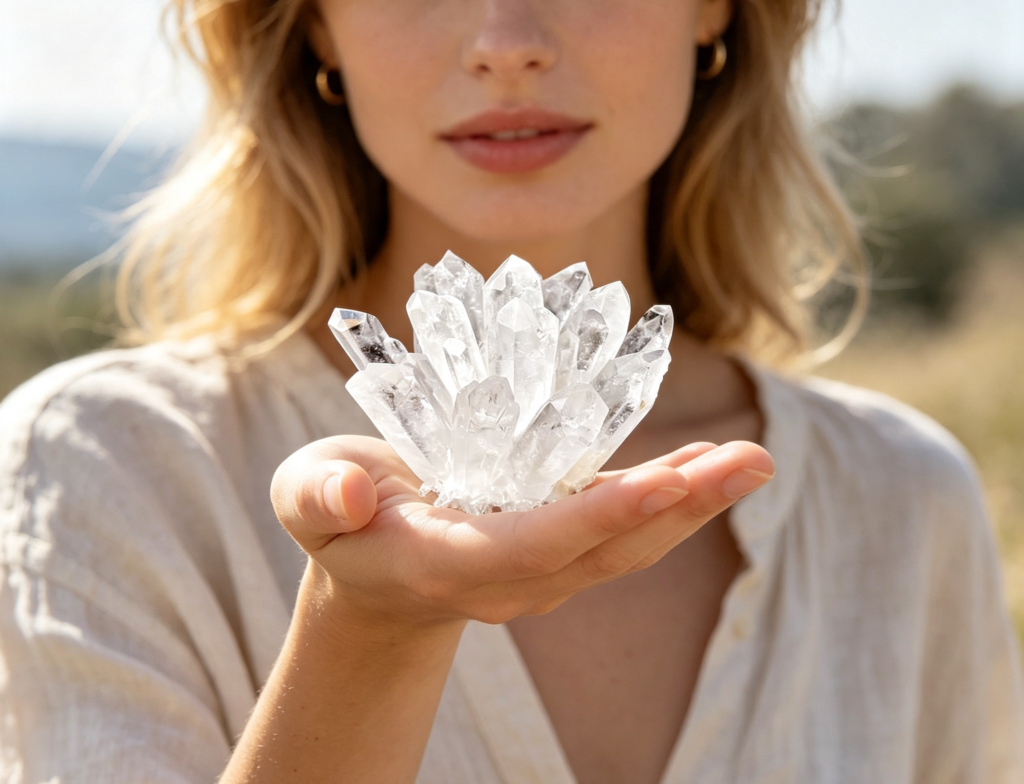 White Crystal Cluster Home Decor