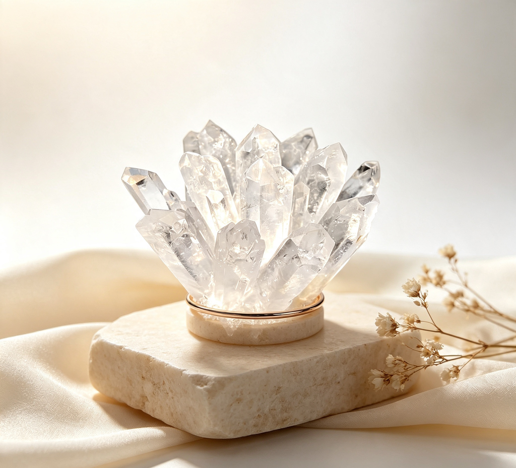White Crystal Cluster Home Decor