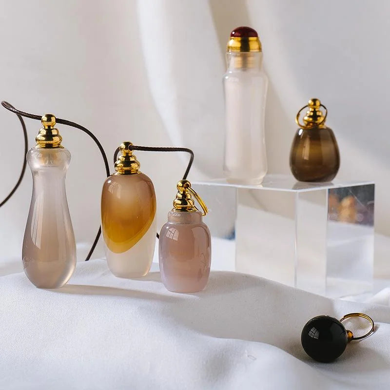 Agate Perfume Bottle Pendant Necklace