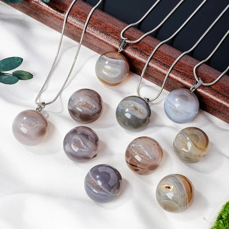 Agate Geode Pendant Necklace — crystal necklace, lifestyle view