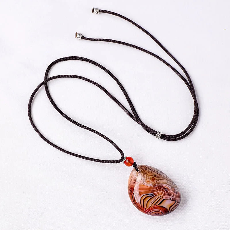 Banded Agate Pendant Necklace — natural stone necklace, lifestyle view