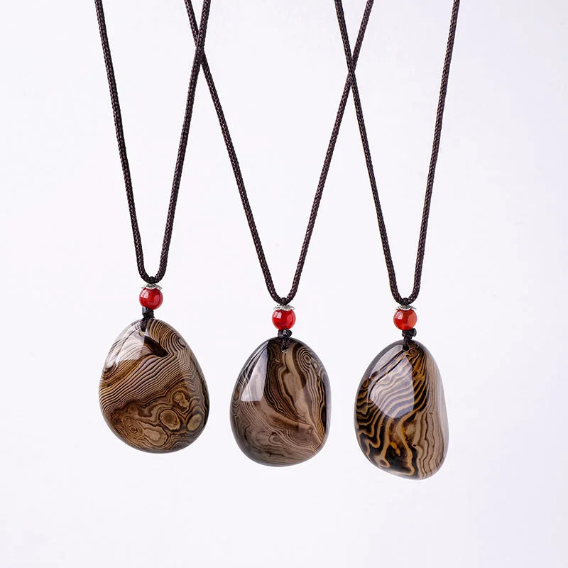 Banded Agate Pendant Necklace — natural stone necklace, additional product view