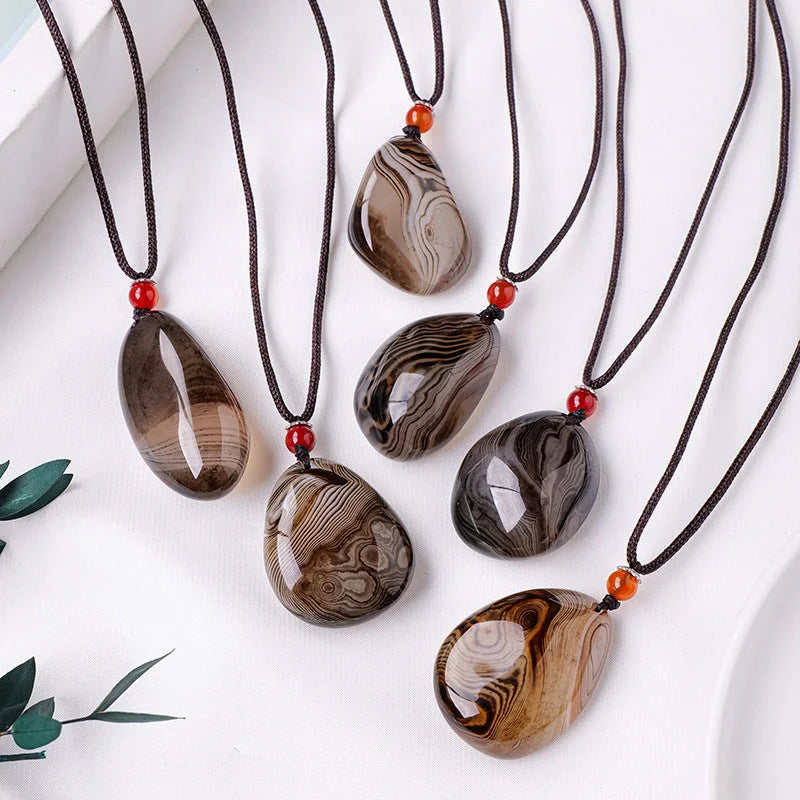 Banded Agate Pendant Necklace — natural stone necklace, additional product view