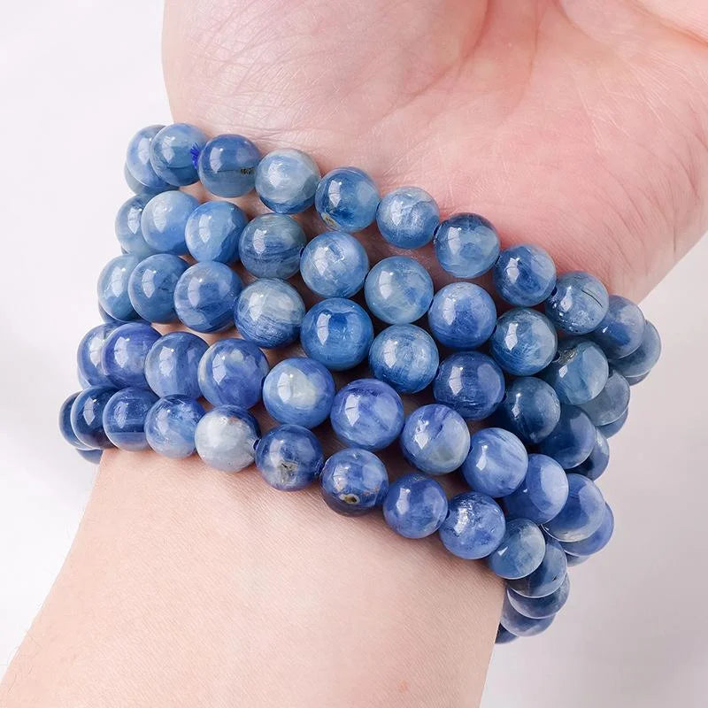 Blue Kyanite Bead Bracelet — crystal bracelet, detail view