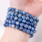 Blue Kyanite Bead Bracelet — crystal bracelet, detail view