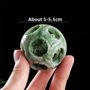 Carved Lushan Jade Decorative Sphere — crystal home decor, additional product view