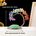 Colorful Crystal Phoenix Tree Ornament — crystal home decor, detail view