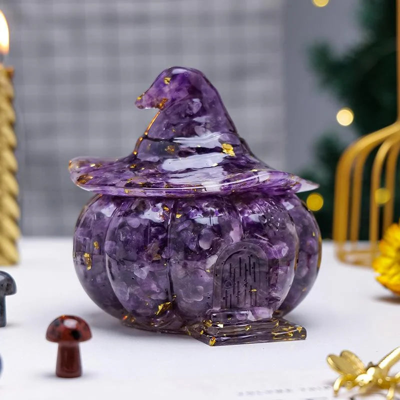 Crystal Chip Pumpkin House Jar