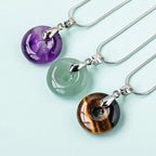 Crystal Ring Pendant Necklace — crystal necklace, detail view