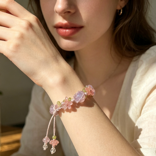 Celestial Insight--Crystal Macrame Bracelet