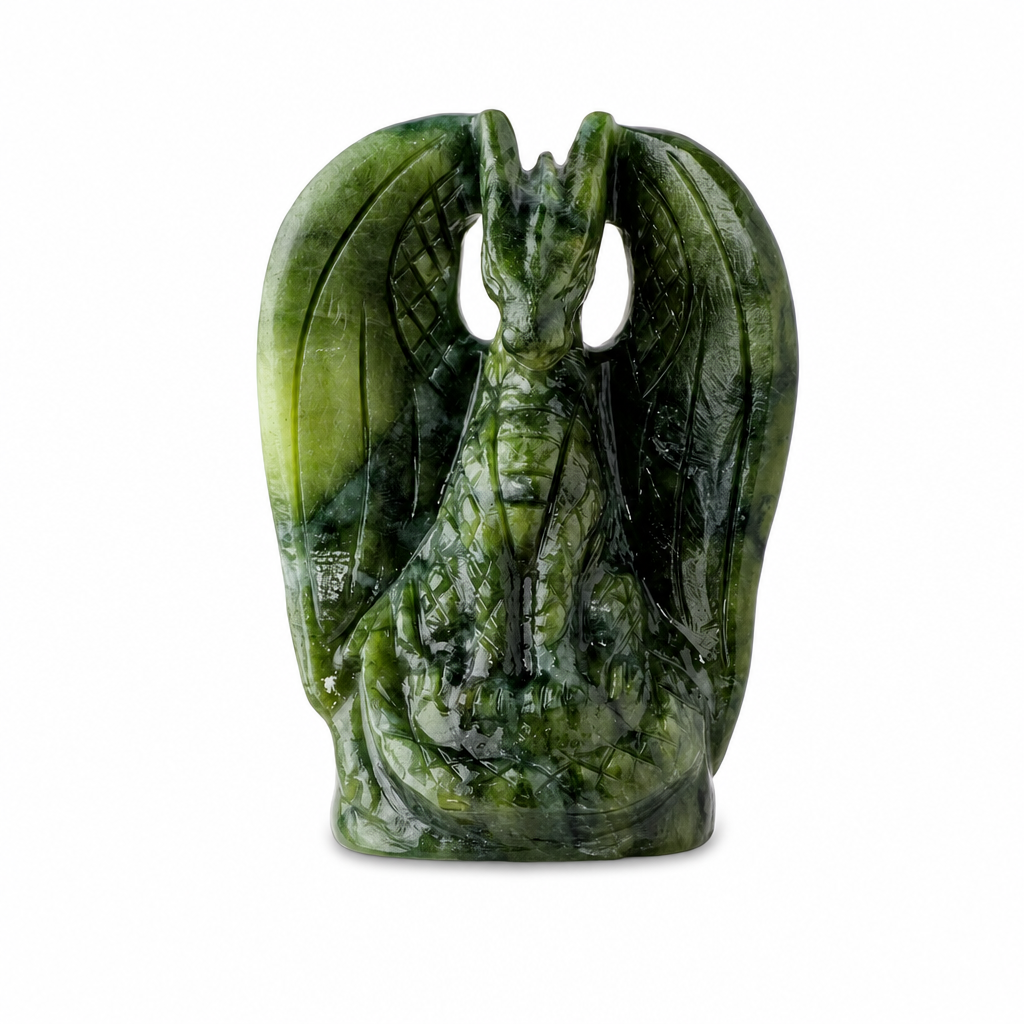 Natural Serpentine Jade Dragon Figurine